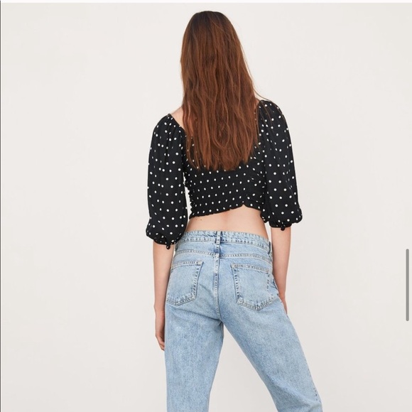 SOLD ZARA Black and White Square Neck Top - Picture 6 of 7